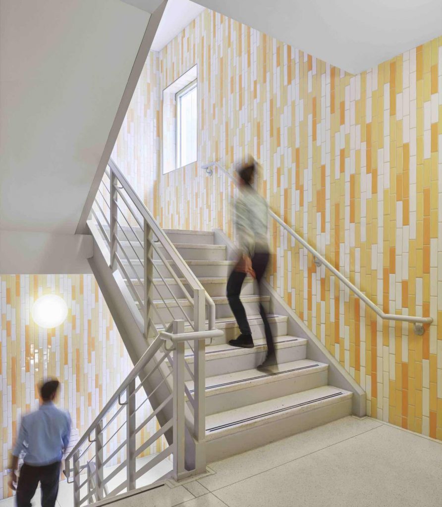 Ceramic Tile in Hospital Stairwell.